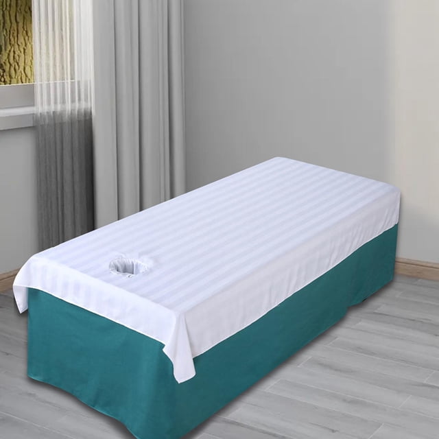 Sábana de belleza, mantel de cama de con orificio para respirar en la cara Herramientas de belleza resistentes al aceite, accesorios Cubierta Blanco Yinane Sábana de salón de belleza