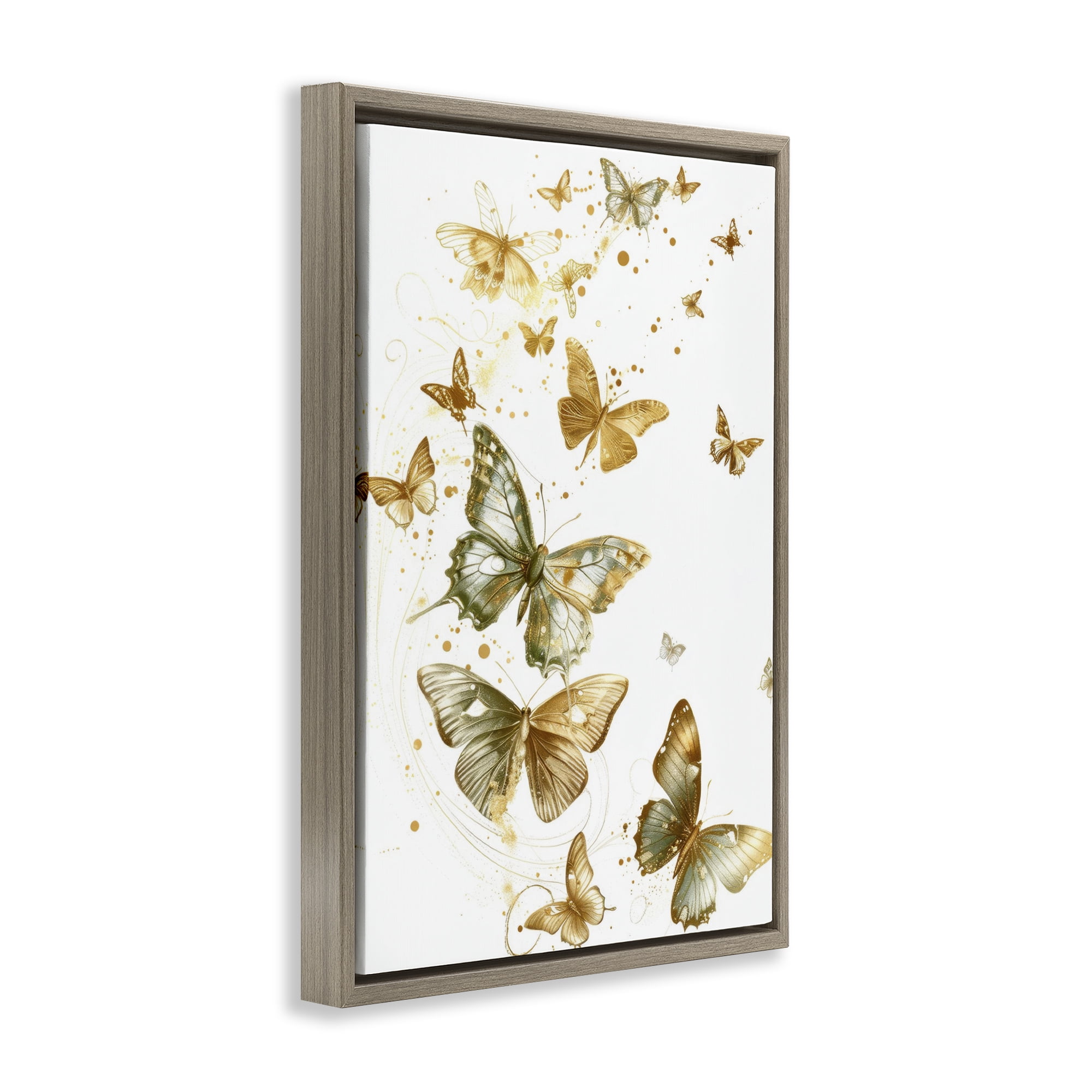 Stupell Industries Butterfly Trail with Speckles Insects Painting Brown Floater Framed Canvas Art Print Wall Art, 21 x 31