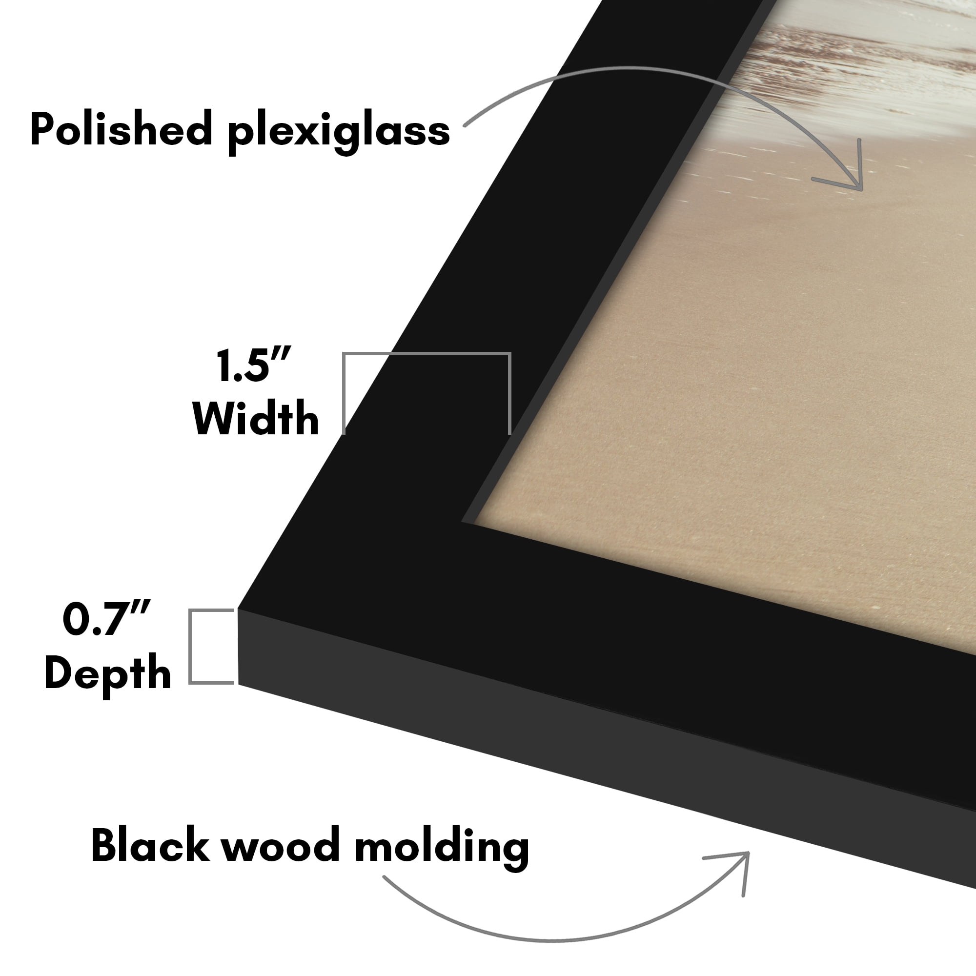 Americanflat 18x36 Picture Frame with Polished Plexiglass Wide Photo Frames Made Vertical Horizontal - Black