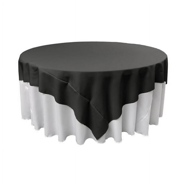 LA Linen TCpop72x72-BlackP24 Nappe Carrée en Popeline de Polyester, Noir - 72 x 72 Po.