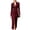 Wine, variant on Women's Waist Cinched Blazer Dress, V Neck Long Sleeve Single Breasted Slit Midi Dress, Bodycon Slim Fit Work Office Business Daily Dress Brown XL