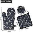 thumbnail image 6 of Darkblue Daisy Flower Yellow Centers Pattern Kitchen Oven Mitt and Pot Holder Sets 2 Pcs for Baking, Cooking and Grilling, Heat Resistant Up To 392 °F, 6 of 7