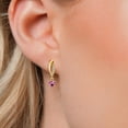 thumbnail image 3 of Gem Stone King 10K Yellow Gold Pink Tourmaline and Lab Grown Diamond Dangle Earrings for Women | 0.51 Cttw | Gemstone October Birthstone | Heart Shape 4MM, 3 of 6