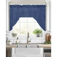 thumbnail image 2 of Vintage Navy Blue Kitchen Curtains Swag Valance for Windows/Bathroom/Cafe, Farmhouse Retro Dark Solid Color Linen Texture Rod Pocket Drape Panel Swag Curtains Valance for Bedroom/Living Room 56"x36", 2 of 6