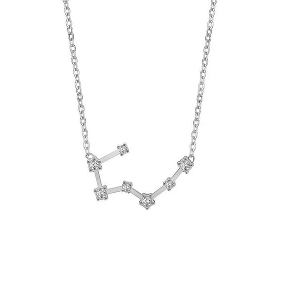 HIJONES Women's Stainless Steel Simple Zodiac Sign Cubic Zirconia Inlay Pendant Necklace Lucky Horoscope Constellation Collarbone Necklace Silver Taurus