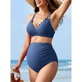 thumbnail image 6 of Attraco Maternity Swimsuit Women Two Piece High Waist Bikini Scallop Trim Bathing Suit Pregnancy Swimwear Spaghetti Strap Swimwears, 6 of 9