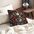 thumbnail image 6 of DouZhe Velvet Decorative Throw Pillow Covers Set of 2, Soft Square Cushion Cover with Invisible Zipper Vintage Grunge Stars Printing, 20"x20", 6 of 7