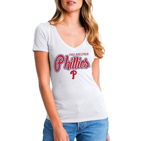 MLB Philadelphia Phillies Women's Short Sleeve White Graphic (Best Thrift Shops In Philly)