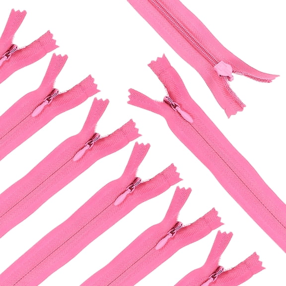 Uxcell 10Pack 12" Nylon Coil Zippers, #3 Closed End Jacket Zippers, Pink