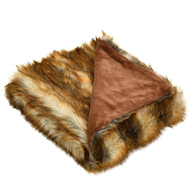 Gymax Luxury Faux Fur Throw Blanket w/ Reversible Design Couch Bed 84''x58''