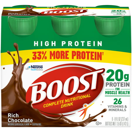 Boost High Protein Complete Nutritional Drink, Rich Chocolate, 8 fl oz Bottle, 6 (Best Starbucks Drinks For Weight Watchers)
