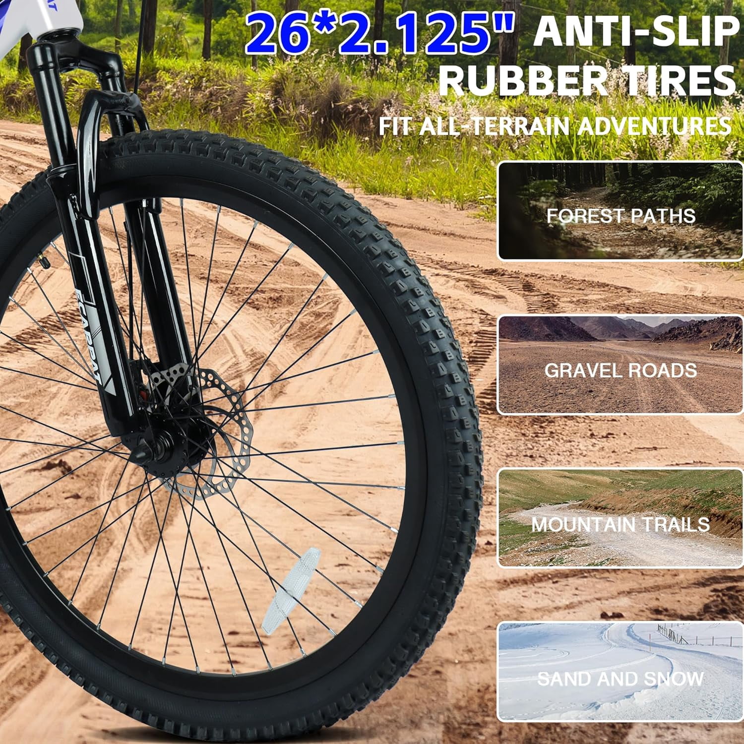 Ambifirner 26" Mountain Bike for Men, 21-Speed Commuter Bicycle with High-Strength Frame, Disc Brakes, Adjustable Seat & Comfort Grip Handle, Ideal for Road, Mountain & Urban All Terrain