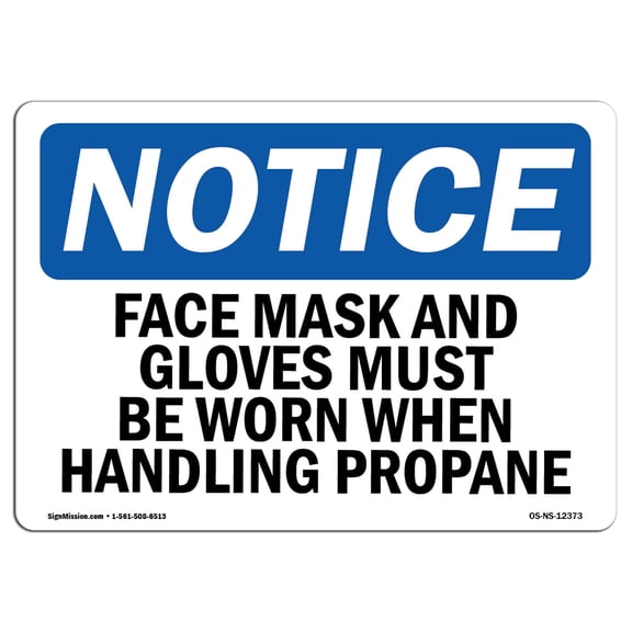 SignMission OS-NS-RD-1824-L-12373 OSHA Notice Sign - Face Mask & Gloves Must Be Worn When Handling