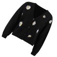 thumbnail image 2 of Qarigey Pelusas Suéter de mujer Patrón de flores de invierno Estampado de manga larga Cuello en V Transpirable Lavable Casual Elegante Suéteres para Prendas para la parte del cuerpo Negro METRO Qarigey AP012615-17, 2 of 6