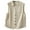 Khaki, variant on Uaswgudfs Linen-Blend Tunic Vest: Women's Autumn Sleeveless V-Neck Design with Multi-Button Closure & Dual Pockets - Textured Comfort