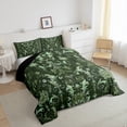 thumbnail image 3 of Feelyou Damask Flower Floral Bedding Comforter Set, Green Bohemian Paisley Twin Comforter Sets, Mid Century Fashion Reversible Bedding Set, Microfiber Bedroom Decor, 2pcs, 3 of 8