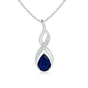 Blue Sapphire Infinity Swirl Pendant with Diamonds in 14K White Gold (8x6mm Blue Sapphire) - SP0815SD-WG-AA-8x6