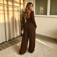 thumbnail image 4 of Wide Leg Jumpsuits for Women Square Neck Smocked High Waist Baggy Jumpsuits Loose Fit Office Work Casual Daily Wear ,2XL, 4 of 4