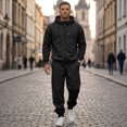 thumbnail image 6 of Dwelliawo Sweat Suits for Men 2 Piece Hoodie and Sweatpants Solid Color Full Zip Sweat Pullover Hoodies Jogging Athletic Pant Set Casual Winter Suits with Pockets Black XL, 6 of 7