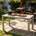 thumbnail image 2 of Leumius 68.9" Outdoor Dining Table for 6,All-Weather Furniture Table with Umbrella Hole for Outdoor Picnics & Patio,Backyard,Light Gray, 2 of 8