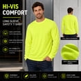 thumbnail image 4 of Gildan Hign Visibility Unisex Safety Cotton Long Sleeve Work T-Shirt, Pack Of 4 (Safety Green, 2XL), 4 of 9