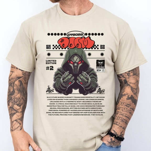 MF DOOM T-Shirt Limited Edition! Comic Retro Style - Hip Hop Icon Graphic Tee -Vintage Rap