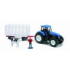 New Holland T7000 Tractor w/ Animal Hauler, Blue & White - New Ray 05675C - 1/32 Scale Model Farm Vehicle