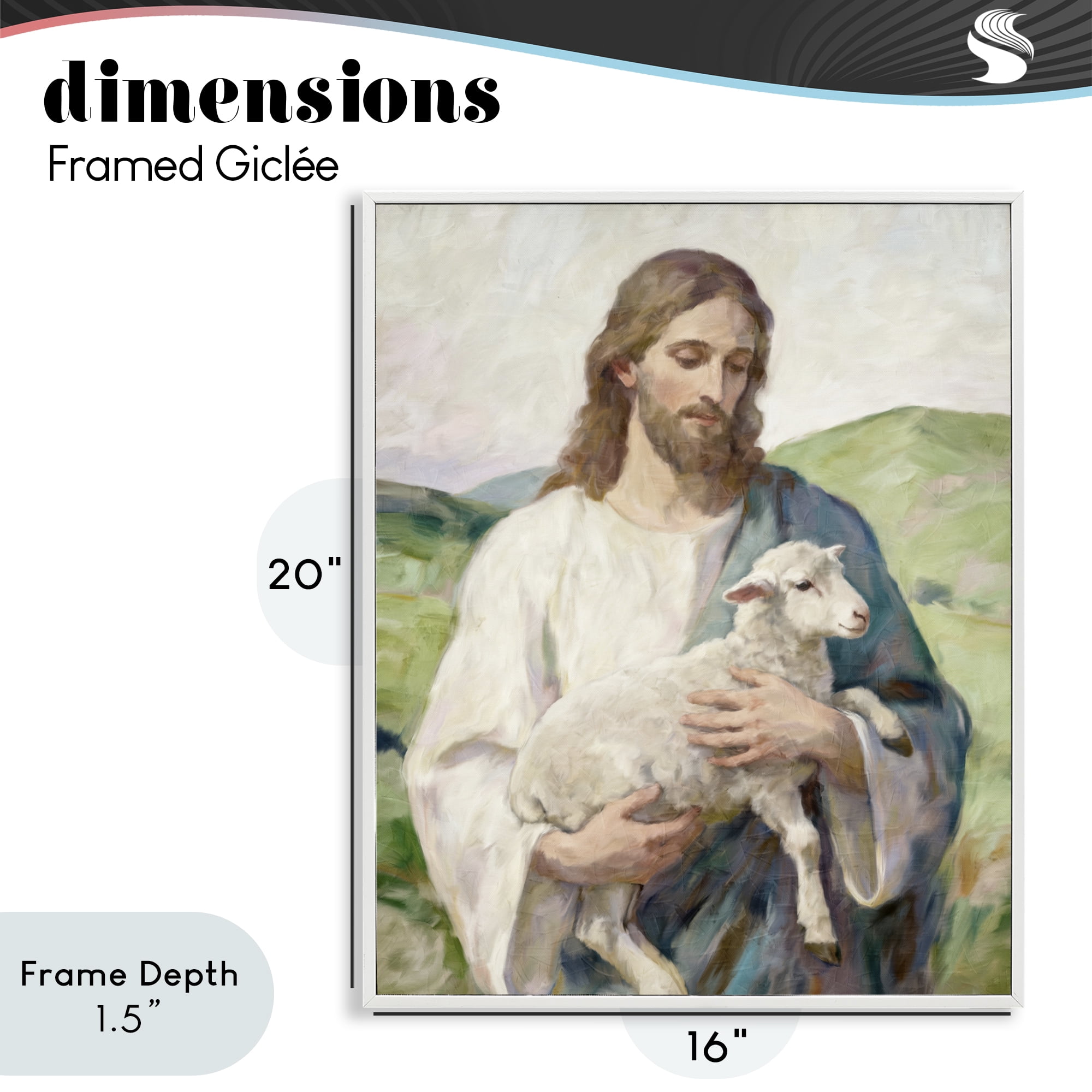 Stupell Industries Little Lamb & Spiritual Figure White Framed Giclee Art, design by Kim Allen