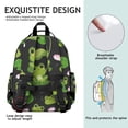 thumbnail image 4 of Green Frog Students Backpack with Cute Cartoon Frog Print, Mushroom and Flower Pattern, Nature Forest Design for Students and Students, 4 of 5