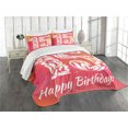 thumbnail image 3 of Ambesonne Girls Quilted Bedspread Set 3 Pcs, Teen Birthday Design, Queen Size, Pink Orange White, 3 of 5