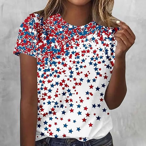 MAIHAN 250th Anniversary Usa Shirt Women Patriotic T-Shirt Plus Size American Flag Shirts Short Sleeve Spring Summer Tops Independence Day Tops