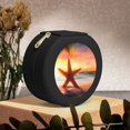 thumbnail image 6 of Fuzoiu Starfish Sunset Sea Beach Print Portable Jewelry Box,Round Mini Leather Travel Jewelry Case,Small Travel Jewelry Organizer,Jewelry Holder for Ring Necklace Earring for Women Girls-Black, 6 of 7