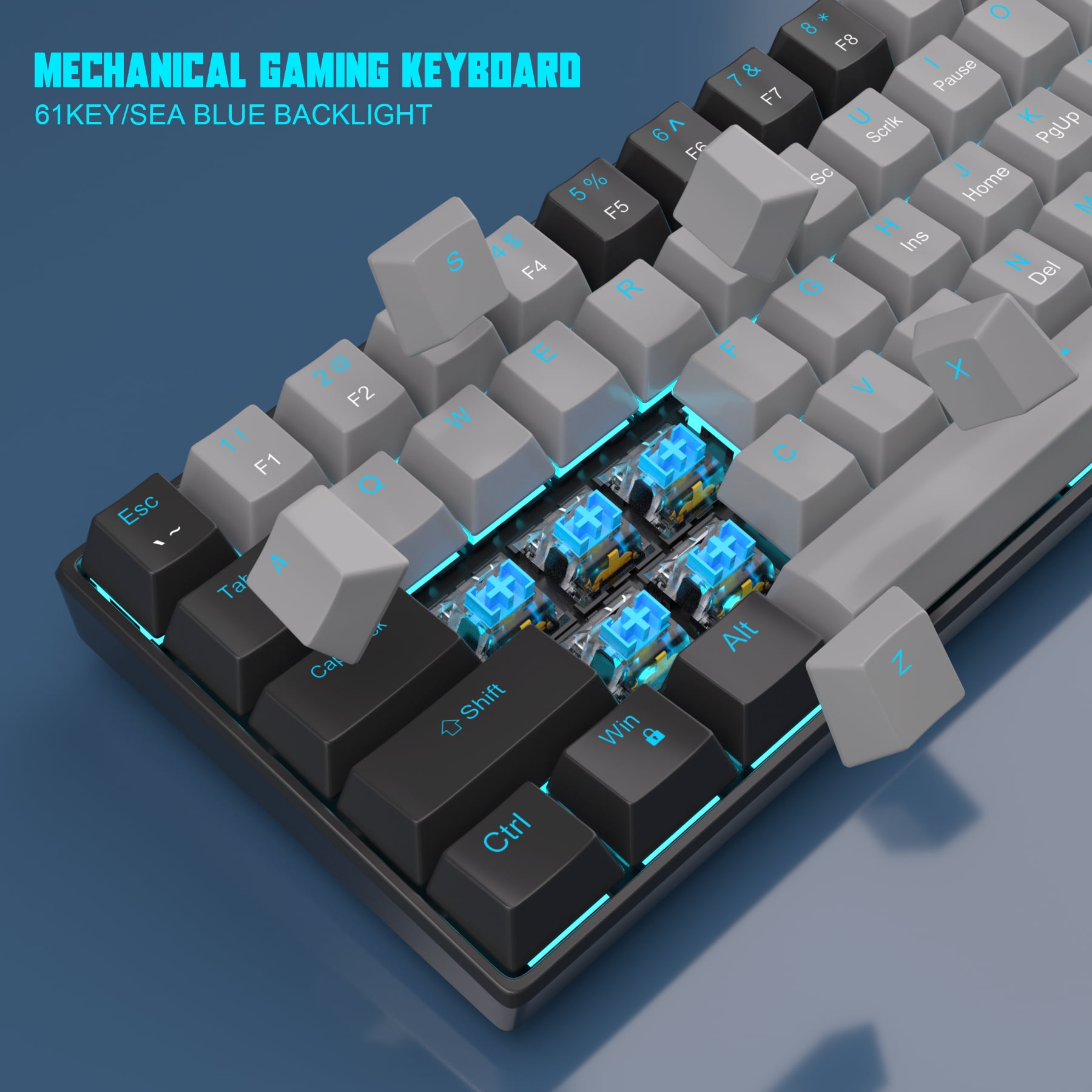 MageGee Mini USB Type C Mechanical Gaming Keyboard, Multicolor
