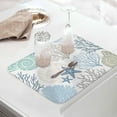 thumbnail image 4 of Summer Beach Dish Drying Mat for Kitchen Counter, Blue Teal Beige Coral Starfish Baby Bottle Microfiber Drying Pad, Ocean Nautical Coastal Absorbent Coffee Cup Dishes Drainer Mats 16"x18", 4 of 8