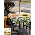 thumbnail image 5 of Outdoor Tablecloth with Umbrella Hole for Patio/Picnic/Party/Camping, Summer Floral Waterproof Table Cloth Square Cover Washable, Watercolor Sumflowers Butterfly Botanical Beige (54"x 54"), 5 of 8