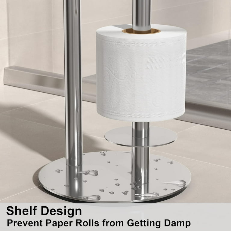 Freestanding Toilet Paper Holder, Brushed Nickel, Stainless