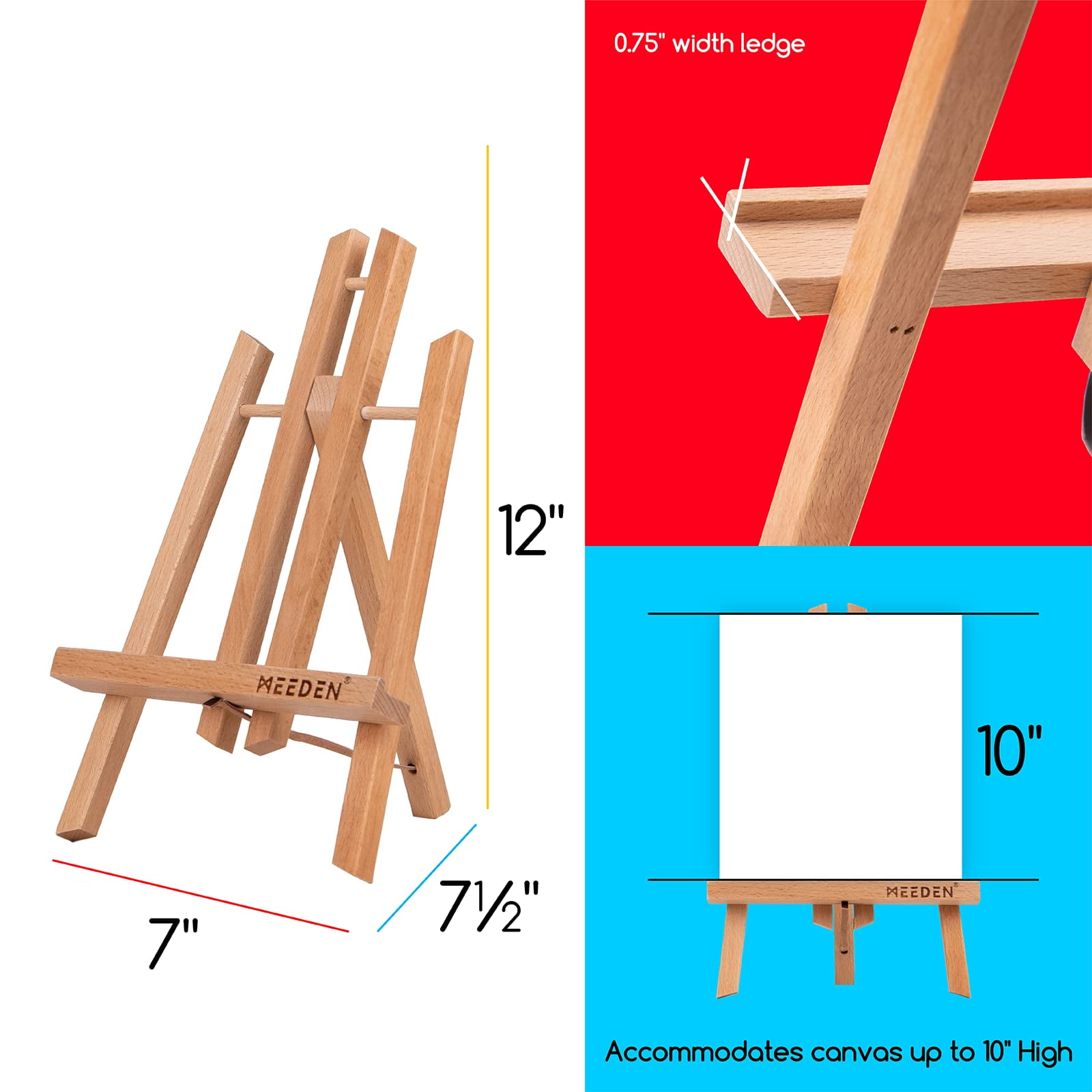 MEEDEN 12" Table Top Easel for painting, Beech Wood Tabletop Easel for Display and Painting, A-Frame Table Easel for Artist and Adults, 12 Pack