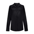 thumbnail image 2 of ClodeEU Women's Business Formal Long Sleeve Shirt,Striped Spring Fall Blouse Black,Womens Plus M, 2 of 8