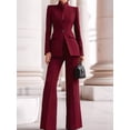 thumbnail image 5 of Women Blazer Pants Suit 2 Piece Outfits Casual Long Sleeve Blazer Set for Work Business Red M, 5 of 9