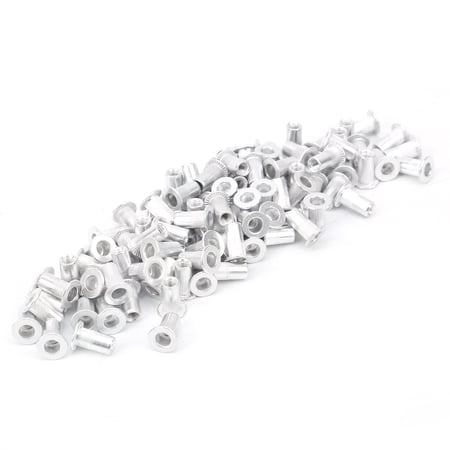 M Buder 100Pcs Aluminum Galvanized Flat Head Pull Riveting Nuts Hardware Accessories Insert Threaded Fasteners for Metal Automotive Projects, WJ-30045 M3 Size, Silver (0.35 inches / 9 mm Length)
