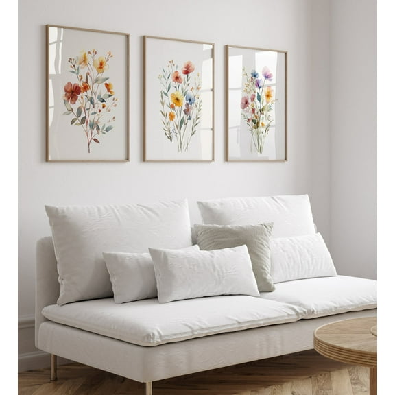 Luvia Botanical Wildflower Trio Wall Art, Set Of 3 Floral Prints, Boho Flower Decor, Modern Wall Decor Set 3 Prints 8x12 UNFRAMED