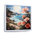 thumbnail image 2 of Designart "Seashore Papercut Coastal Sunlit painting II" Nautical & Beach Floater Framed Wall Decor, 2 of 7