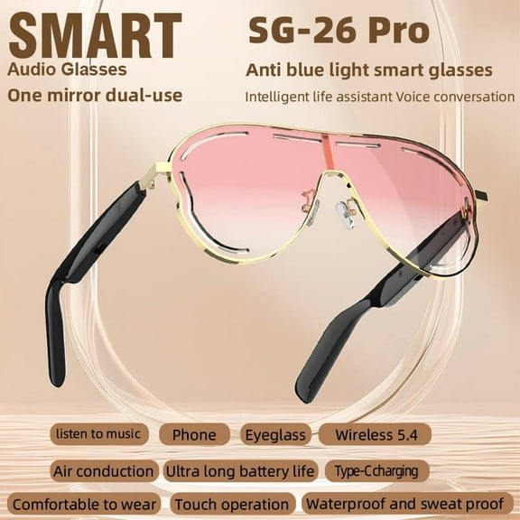 Smart glasses, Bluetooth communication, outdoor sports headphones, AI voice navigation, photochromic lenses, waterproof and UV-resistant smart sunglasses