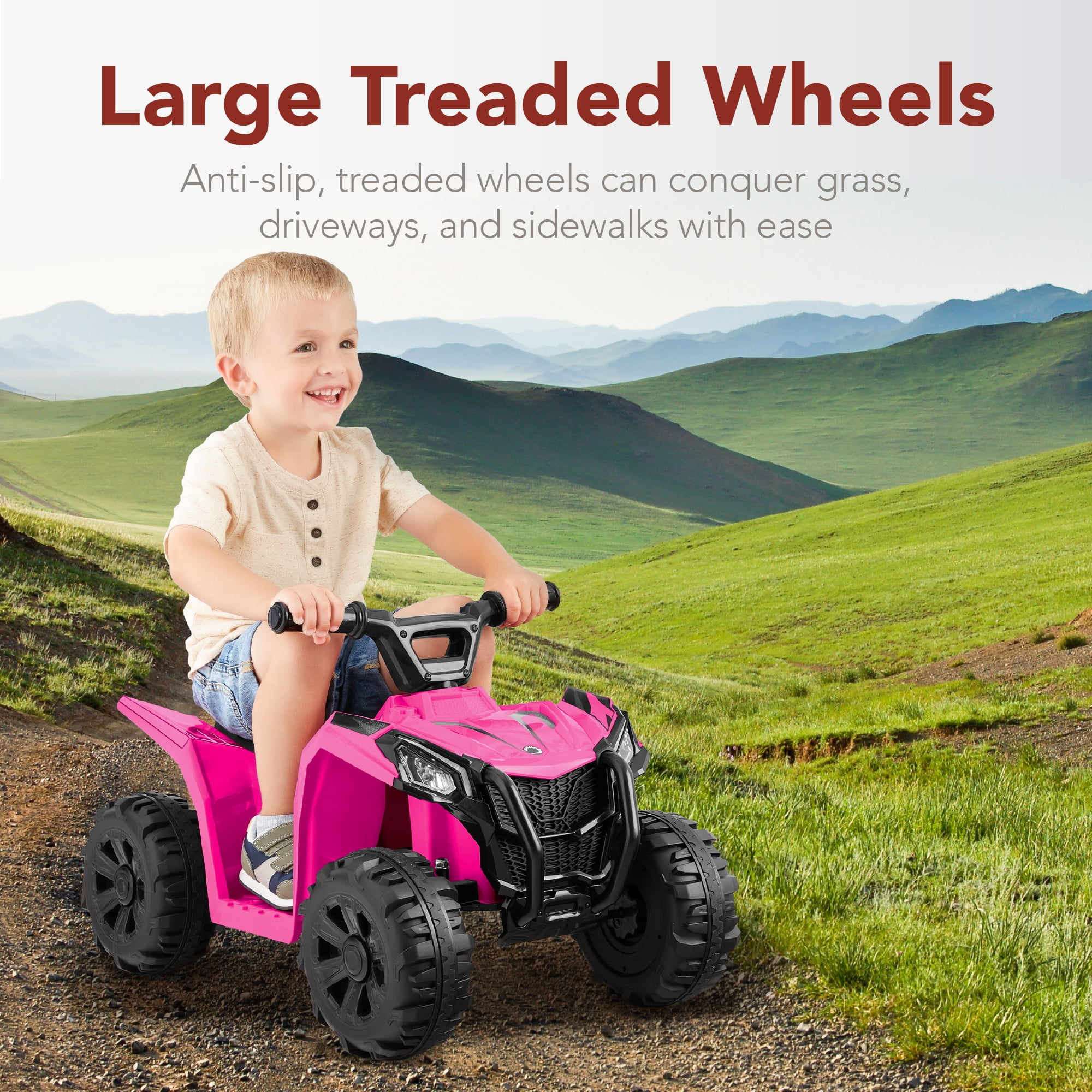 Best Choice Products 6V Kids Ride-On 4-Wheeler Quad ATV Car w/ 1.8mph Max Speed, Treaded Tires - Hot Pink