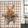 thumbnail image 2 of Brown Easter Shower Curtain, Waterproof Shower Curtains for Bathroom, Spring Watercolor Bunny Plaid Checkered Washable Fabric Bathtub Curtain Set Bath Decor with 12 Hooks Extra Long 72"x96", 2 of 8