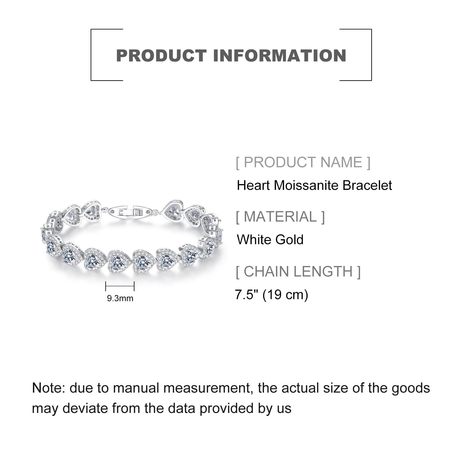 PAENENPH 14K Gold Heart Moissanite Bracelet, Luxurious Heart Charm Bracelet, Fashion Christmas Jewelry Gift