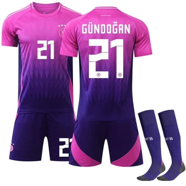 2024 Copa de Europa Alemania Camiseta de fútbol visitante No. 10 Musiala 13 Muller Jersey Uniforme de equipo para adultos para niños Verano21+calcetines