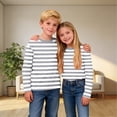 thumbnail image 3 of RRMuAzgs Girls Long Sleeve Tops Color Blocked Striped Crewneck T-Shirts Loose Fit Pullover Shirt for 3-14Years, 3 of 9