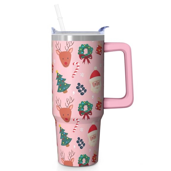 Snowman Holiday Christmas 30oz Coffee Cup Stainless Steel Insulated, Winter Travel Tumbler with Handle and Straw, Gift for Women Men