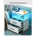 thumbnail image 2 of White LED Nightstand with Charging Station and Acrylic Board, 2 Drawer Night Stand with LED Lights for Bedroom, Modern Bedside Table for Living Room, 2 of 7